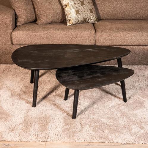 Tweedelige Salontafelset Sophie - Zwart, Huis en Inrichting, Tafels | Salontafels, Nieuw, Verzenden