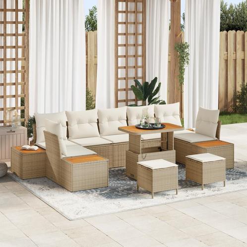 vidaXL 10-delige Tuinbankenset met kussens poly rattan, Tuin en Terras, Tuinsets en Loungesets, Nieuw, Rotan, Verzenden