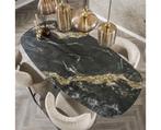 Eettafel Fossil deens ovaal keramiek 180x90 cm - zwart, Huis en Inrichting, Tafels | Eettafels, Ophalen of Verzenden, Nieuw