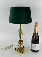 Tafellamp met beeldje - Messing, Onyx - Een onyx tafellamp