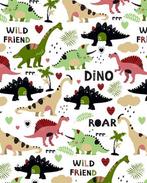 Poplin Katoen Satijnbinding Dino Roar, Nieuw, Overige kleuren