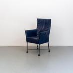 6x Montis Chaplin Stoel Blauw Leer - Zwart/Dop, Huis en Inrichting, Ophalen, Zo goed als nieuw, Blauw, Leer