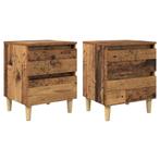 vidaXL Bedkasten met lade 2 pcs Oud Hout 40 x 35 x 50 cm, Minder dan 45 cm, Verzenden, Nieuw, Minder dan 55 cm