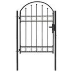 vidaXL Poort met gebogen bovenkant 100x125 cm staal zwart, Tuin en Terras, Verzenden, Nieuw