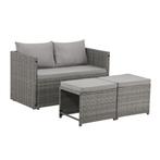 2 in 1 Polyrotan Loungeset Jamaika - Grijs, Tuin en Terras, Tuinsets en Loungesets, Verzenden, Nieuw