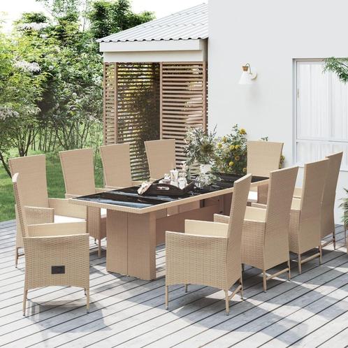 vidaXL 11-delige Tuinset met kussens poly rattan beige, Tuin en Terras, Tuinsets en Loungesets, Tuinset, Nieuw, Rotan, Verzenden