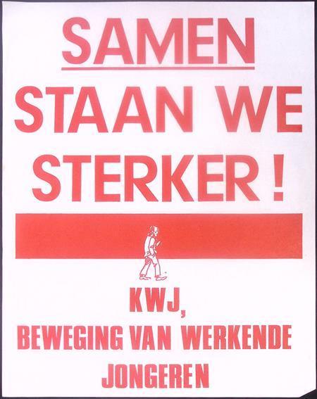 Poster van de KWJ (beweging van werkende jongeren) (Posters), Verzamelen, Posters, Nieuw, Overige onderwerpen, Met lijst, Verzenden