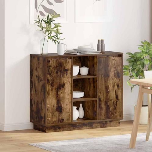 vidaXL Dressoir met plank Gerookt eiken 90 x 32 x 75 cm, Huis en Inrichting, Tafels | Kaptafels, Nieuw, Verzenden