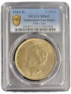 Koningin Wilhelmina 2 1/2 gulden 1943 Denver MS62 PCGS, Zilver, Losse munt, Verzenden
