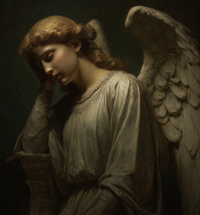 Canvas Fit - Alberto Ricardo - El ángel en contemplación”, Antiek en Kunst, Antiek | Boeken en Bijbels