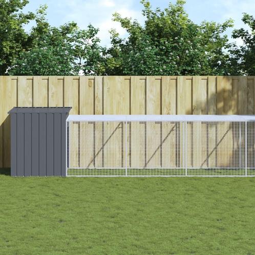 vidaXL Kippenhok met ren 110x1017x110 cm staal antraciet, Dieren en Toebehoren, Knaagdieren en Konijnen | Hokken en Kooien, Nieuw
