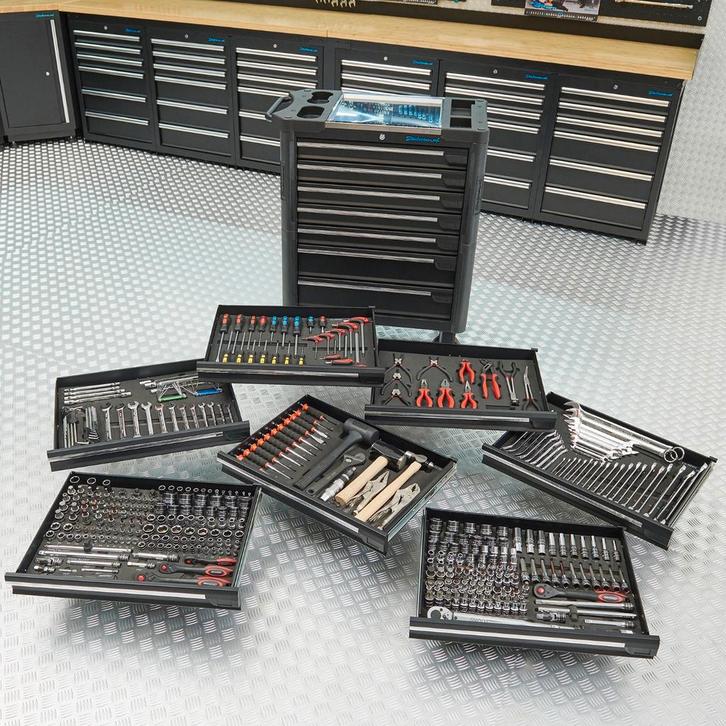 Datona Gereedschapswagen L + Mach VII - Datona - Zwart, Doe-het-zelf en Verbouw, Gereedschapskisten, Nieuw, Ophalen of Verzenden