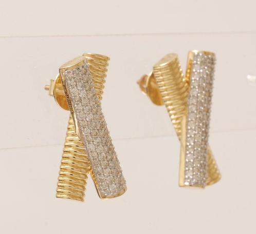 Oorstekers - 14 karaat Geel goud - 1.8ct. tw. Diamant, Sieraden, Tassen en Uiterlijk, Antieke sieraden
