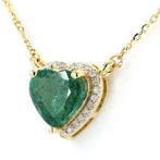 Halsketting - 14 karaat Geel goud - 1.65ct. tw. Smaragd -, Sieraden, Tassen en Uiterlijk, Kettingen, Nieuw