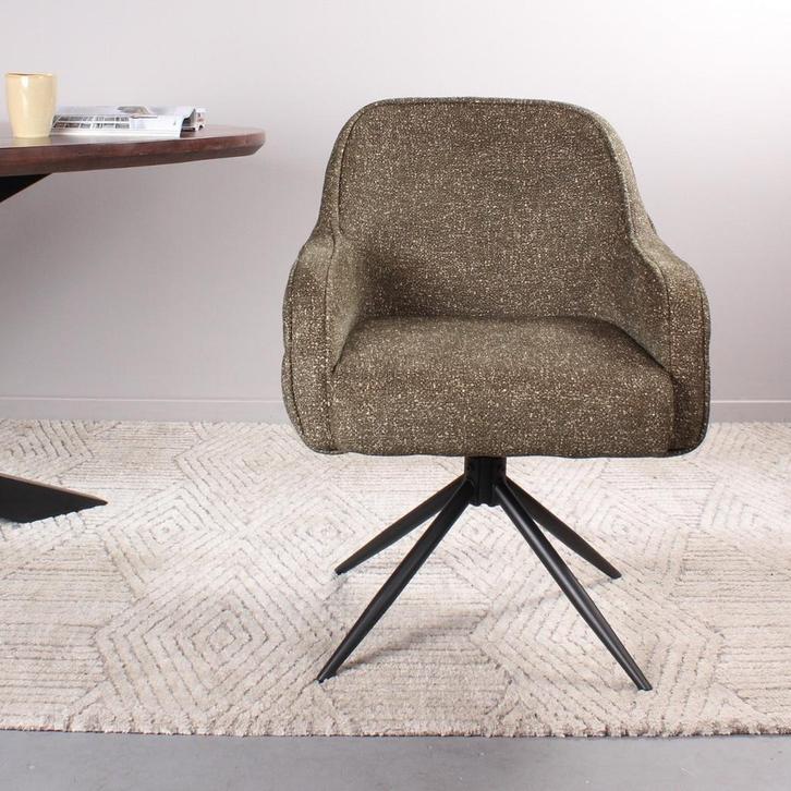 Eetkamerstoel met armleuning | Stof | Groen | DS4U Loisa, Huis en Inrichting, Stoelen, Nieuw, Ophalen of Verzenden