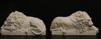 sculptuur, After canova, Coppia di Leoni in marmo il, Antiek en Kunst, Antiek | Keramiek en Aardewerk
