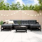 vidaXL 7-delige Loungeset met kussens massief hout zwart, Verzenden, Nieuw, Loungeset, Hout