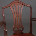 Stel van 2 armstoelen bureaustoelen met bruin leer ca 1900 G, Antiek en Kunst, Antiek | Meubels | Stoelen en Banken, Ophalen of Verzenden
