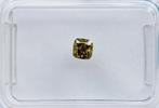 Diamant - 0.25 ct - Cushion - fancy vivid yellowish green -, Sieraden, Tassen en Uiterlijk, Edelstenen, Nieuw