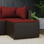 vidaXL Voetensteun met kussen poly rattan bruin, Verzenden, Nieuw, Rotan