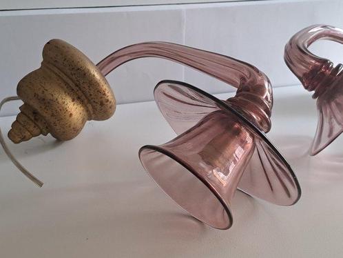 Wandlamp - Glas - Set wandlampen van ametisteglas met, Antiek en Kunst, Curiosa en Brocante