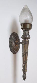 Wandlamp - Toorts - geëtst geslepen glas, Massief vernikkeld