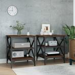 vidaXL Bijzettafels 2 st 40x42x50 cm bewerkt hout bruin, Huis en Inrichting, Tafels | Bijzettafels, Verzenden, Nieuw