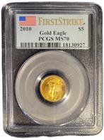 Gouden American Eagle 1/10 oz 2010 PCGS First Strike MS70, Verzenden, Midden-Amerika, Losse munt, Goud