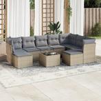 vidaXL 10-delige Loungeset met kussens poly rattan beige, Verzenden, Nieuw, Rotan, Loungeset