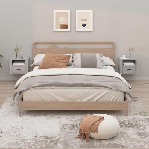 vidaXL Nachtkastjes 2 st wandgemonteerd 50x36x40 cm grijs, Huis en Inrichting, Slaapkamer | Nachtkastjes, Nieuw, Minder dan 45 cm
