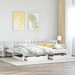 vidaXL Slaapbank met onderschuifbed/lades zonder matras, Huis en Inrichting, 90 cm, Eenpersoons, Verzenden, Wit