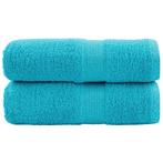 vidaXL Gastendoekjes SOLUND 2 st 600 g/m² 30x50 cm turquoise, Huis en Inrichting, Verzenden, Nieuw, Blauw