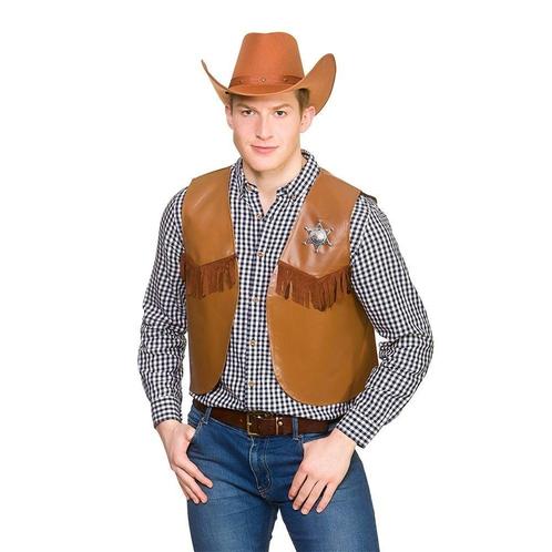 Cowboy gilet bruin met ster, Hobby en Vrije tijd, Feestartikelen, Feestartikel, Nieuw, Verzenden