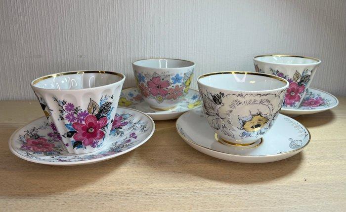 Lomonosov Imperial Porcelain Factory - Theekopjesset voor 4, Antiek en Kunst, Antiek | Meubels | Tafels