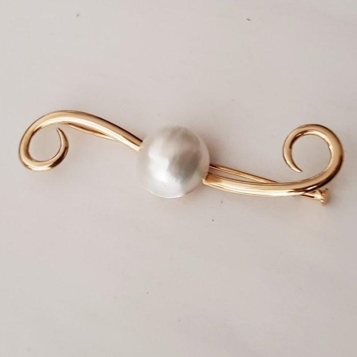 Broche - 18 karaat Geel goud Parel, Sieraden, Tassen en Uiterlijk, Antieke sieraden
