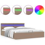 vidaXL Bedframe met opbergruimte LED kunstleer cappuccino, Overige materialen, Bruin, Verzenden, 200 cm