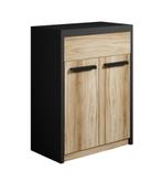 Badplaats Wastafelkast Adam 60 cm - Zwart met Eiken, Verzenden, Nieuw