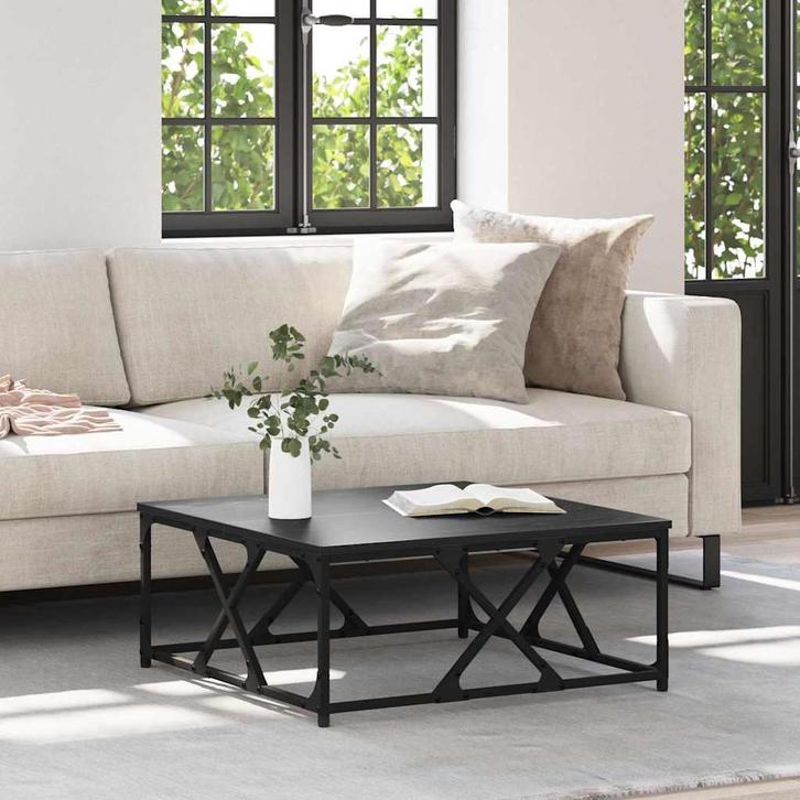 vidaXL Salontafel Zwart Eiken 70 x 70 x 30 cm Bewerkt hout, Huis en Inrichting, Tafels | Salontafels, Nieuw, 50 tot 100 cm, Overige houtsoorten
