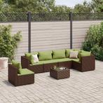 vidaXL 7-delige Loungeset met kussens poly rattan bruin, Tuin en Terras, Verzenden, Nieuw, Rotan, Loungeset