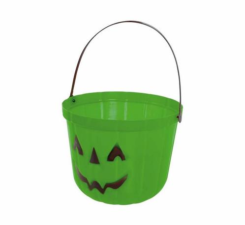 Groene Halloween Snoep Emmer Pompoen 20cm, Hobby en Vrije tijd, Feestartikelen, Nieuw, Verzenden