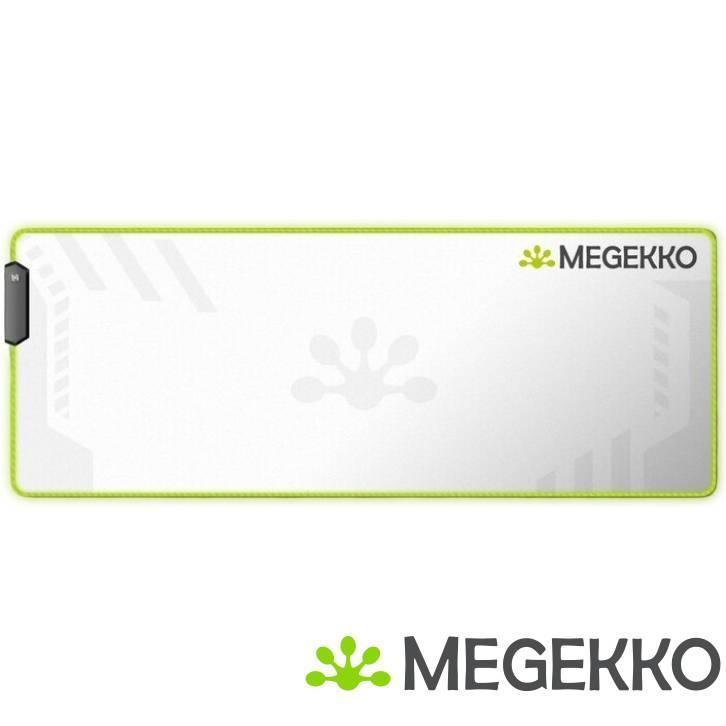 Megekko RGB Gaming Muismat Heavy Duty White XXL 800 x 300 mm, Computers en Software, Muizen, Nieuw, Verzenden