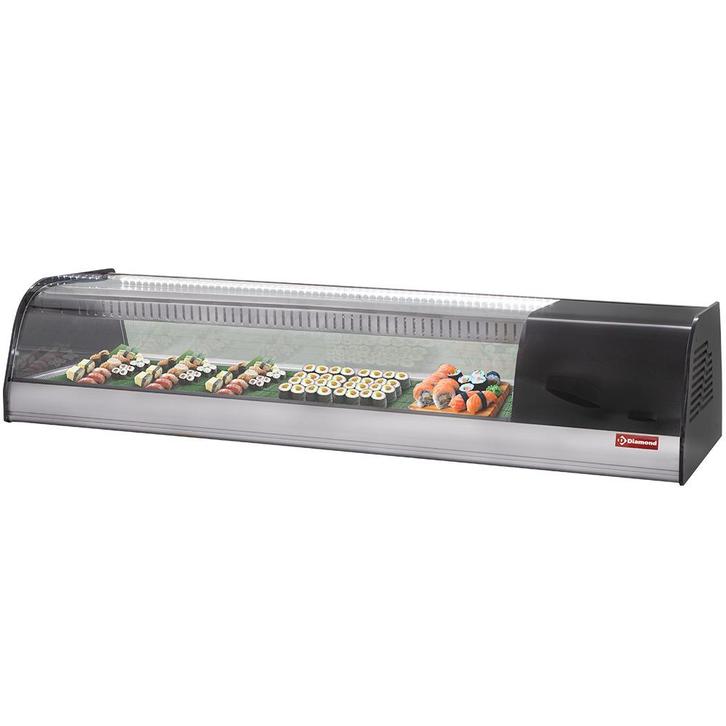 Diamond Sushivitrine | RVS/Zwart | -1°C°/+2°C | Dubbele Gepe, Witgoed en Apparatuur, Koelkasten en IJskasten, Ophalen of Verzenden