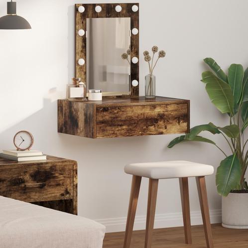 vidaXL Wandlamp Kaptafel met LED-verlichting in Rokend Eiken, Huis en Inrichting, Tafels | Kaptafels, Nieuw, Verzenden
