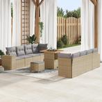 vidaXL 11-delige Tuinbank Set met Kussens in Beige, van, Tuin en Terras, Tuinsets en Loungesets, Verzenden, Nieuw