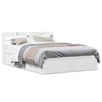 vidaXL Bedframe met hoofdbord massief grenenhout wit 120x190, Huis en Inrichting, Slaapkamer | Bedden, Verzenden, Wit, Nieuw, 190 cm of minder