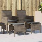 vidaXL Tuinbank 2-zits met tafel en voetenbanken poly rattan, Verzenden, Nieuw, Rotan