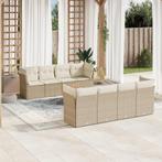 vidaXL 9-delige Loungeset met kussens poly rattan beige, Tuin en Terras, Tuinsets en Loungesets, Verzenden, Nieuw, Rotan, Loungeset