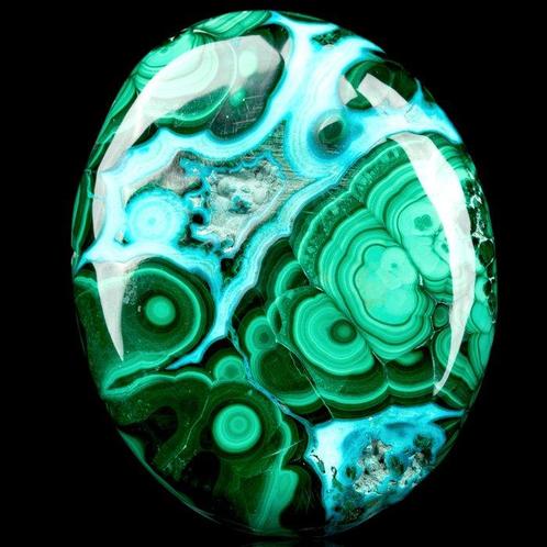 magnifiek exemplaar van Malachiet en Crisocolla Palmsteen in, Verzamelen, Mineralen en Fossielen