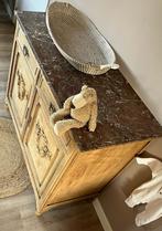 Modern vintage houtkleur commode belgisch marmer, 50 tot 70 cm, Ophalen of Verzenden, Voetruimte, 100 cm of meer