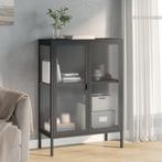 vidaXL Dressoir 75x35x105 cm glas en staal zwart, Huis en Inrichting, Kasten | Dressoirs, Verzenden, Nieuw, 50 tot 100 cm, Metaal